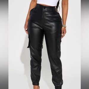 Faux leather jogger